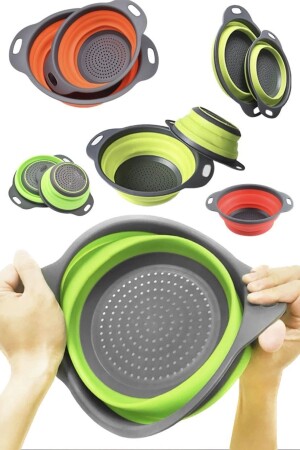 MNZ-Foldable Silicone Colander Fruit Strainer Round مخبز السلة الخضروات السلة الغسيل الخضروات سلة الغسيل السلة سلة الأطباق p23 - Utelips