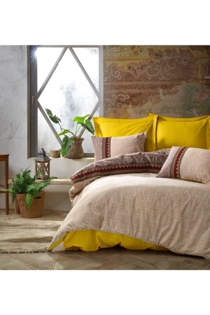 MNZ-Folk Art غطاء غطاء مزدوج مجموعة براون 8680108048733 - Cotton Box