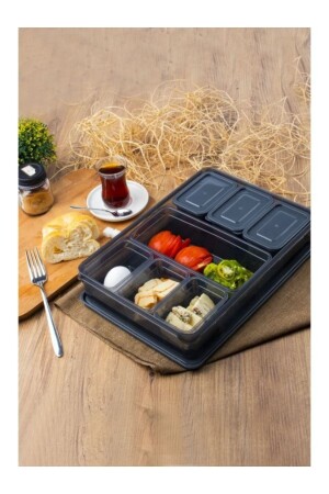 (MNZ-Follow Me) 16 قطعة 7 مجموعة تخزين مع غطاء كأس الإفطار الرمادي (TYC00708280166 - CNS Plastik