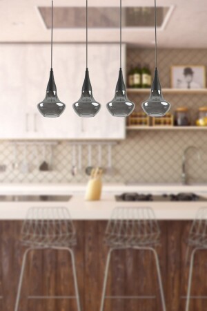 MNZ-Fora مُزخرفة ديكوراتية حديثة مقهى-طبخ غرفة المعيشة اللون الأسود الزجاج المدخن 4 قطع صفة مصباح العجلة الشن - Modavize