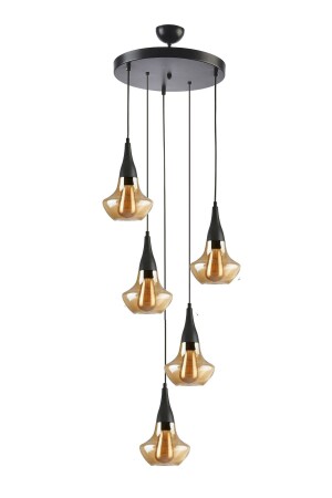 MNZ-Fora تصميم عصري غرفة المعيشة - المطبخ - غرفة النوم لامباً ملابس اللون الأسود علبة العسل زجاج 5 قطع شمعة FORA5Lİ - Modavize