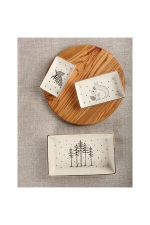 MNZ-Forest 3 Piece Breakfast-Appetizer Plate 11-13-19 سم 341SET251s - Porland