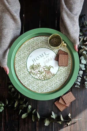 MNZ-Forrest شطيرة معدنية مستديرة - شطيرة شاي قهوة - شطيرة عرض 37 سم TYC00433778783 - Evle