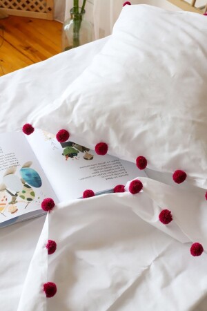 MNZ-Fuchsia Pink Pompom الواحد غطاء القماش المكونة من القطن النسيج صناعة غرف الأطفال الشباب الراجعية2022 - Tekstil Home