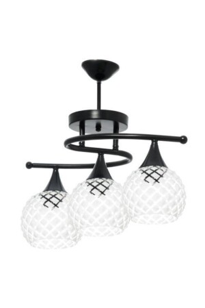 MNZ-Fuji الحديثة الظهري الأسود اللون الشفافية الزجاج غرفة المعيشة - المطبخ - غرفة النوم 3-قطعة الشنابل فجيبلاك3-بلاس - Fer Avize