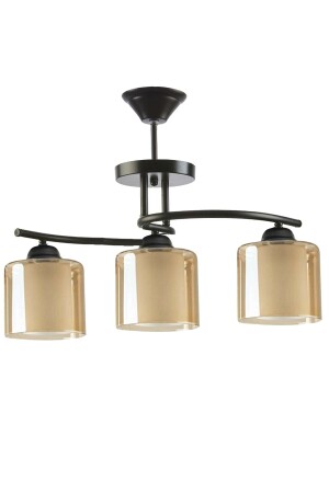 مصممة خاصة من طراز MNZ-Fuji طراز عصري لون العسل مزدوج الزجاج السكن الداخلي الأسود - المطبخ - غرفة النوم 3 قطع شمعة bfuji - Fer Avize