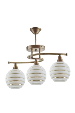 MNZ-Fuji الروستيكية الغطاء القديم القياسية غرف المعيشة الزجاجية الذهب - المطبخ - غرفة النوم 3-قطع الشنابل Uzay2046 ثلاثية - Fer Avize