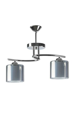 MNZ-Fuji Modern Chrome Color مدخن مزدوج الزجاج غرفة المعيشة - المطبخ - غرفة النوم 2 قطعة شمعة fujikrmçcikili - Fer Avize