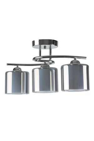 MNZ-Fuji Modern Chrome Color مدخن مزدوج الزجاج غرفة المعيشة - المطبخ - غرفة النوم 3 قطع شمعة مع فوجيكرمشيكلي - Fer Avize