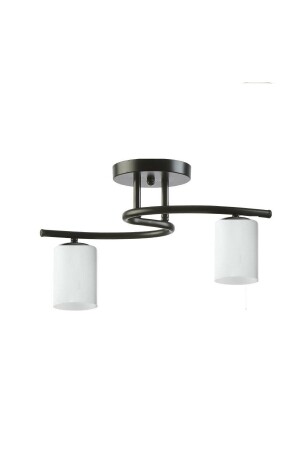 MNZ-Fuji Modern Sports Ceiling Lamp Cylinder Glass غرفة المعيشة - المطبخ - غرفة النوم 2 قطعة شمعة سوداء bfuji104 - Fer Avize