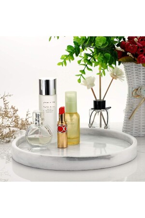 MNZ-Fulya - أبيض مع صفائح رمادي منتقلي مستديرة - Sümeyra Marble Art