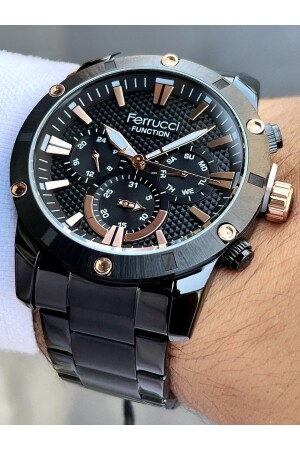 فئة من أدوات MNZ-Function فولاذية ذات اللون الأسود ساعة معصمة للرجال 3 ATM مقاومة للماء FRC719 - Ferrucci
