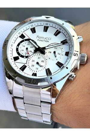 ساعة يد للرجال من نوع MNZ-Functional 3 Atm Waterproof Silver Color Strap FRC845SZ - Ferrucci