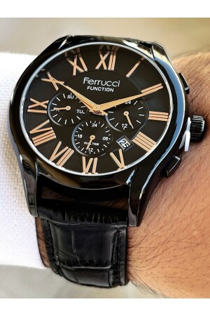 MNZ-Functions Active Black Color 3 Atm مضاد للماء عصا الجلد للرجال ساعة معصم FRC306 - Ferrucci