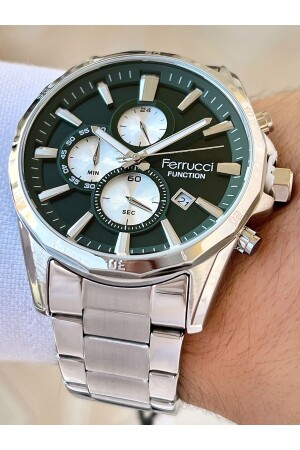 فولاذ من فنيات MNZ-Funktion Strap Silver Color ساعة المساواة للرجال 3 ATM مقاومة للماء FRC700 - Ferrucci