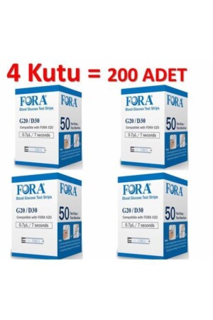 شريط غلوكومتر MNZ-G20 (50 قطعة) / 4 قطع - Fora