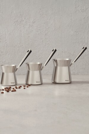 MNZ-Galata فولاذ كوب القهوة مجموعة سوداء 3 قطع - Hisar