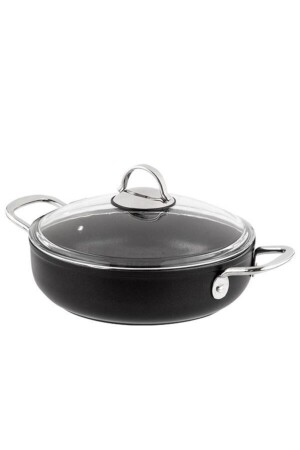 MNZ-Galaxy Titanium 24 Cm صلصة مع معقب معدني أسود NEHIR-GALAXY24PRINT - Nehir