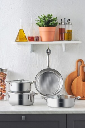 MNZ-Galina New 7 Piece Steel Cookware Set مع قاعدة إدخال 153 09. 01. 1161 - Karaca