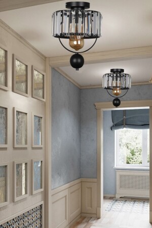 MNZ-Gallon واحد Lux Crystal أسود السقف جبل شاندليير BEG1028-1 - Begüsa