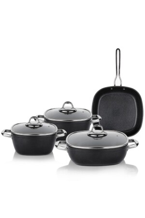 MNZ-Gastronomy Master Induction 7 Piece Kitchenware Set أسود SHF-GSTR-SIY01 - Schafer