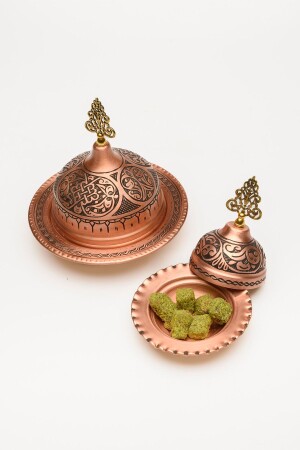 MNZ-Gaziantep Copper 14 Cm-12 Cm يدوياً مطرزة 1. فئة خاصة لخدمة القهوة مجموعة من 2 أكواب تركي وجبة خفيفة TY - DMT COPPER HOME