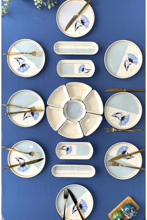 نموذج MNZ-Gelincik، مجموعة تصل إلى 19 قطعة من الإفطار لـ 8 أشخاص - Venüs Home Decoration