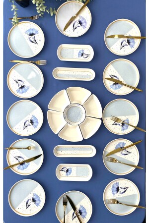 طراز MNZ-Gelincik، مجموعة إفطار 23 قطعة لـ 12 شخصاً - Venüs Home Decoration