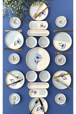 MNZ-Gelincik نموذج 6 أشخاص 21 قطعة الإفطار مع طبق الشاي - Venüs Home Decoration