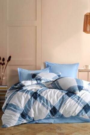 MNZ-Genç Hilkat Blue 4 Piece Single Duvet Cover Set مع ورق مرنة (100X200 CM) cndn-hilkat-tk - CANDAN ÇEYİZ