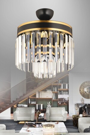 MNZ-Generation 3 Piece 2 Tier أسود وذهب ذهبية 30 فخمة شمعة بلورات TYC00411580298 - KUZEY AYDINLATMA