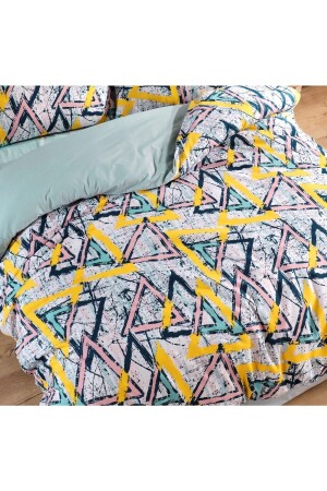 MNZ-Geometric Double-Side Multi-Color Double Duvet Cover Set مع ورق Nalls2023Geo - Nalls Home