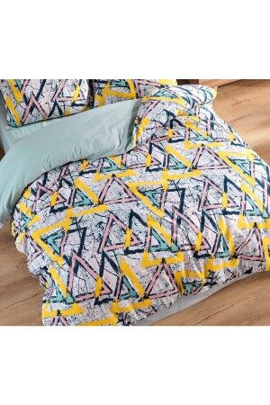 MNZ-Geometric Double-Side Multi-Colored Single Duvet Cover Set مع ورق NallsGeo2023tk - Nalls Home