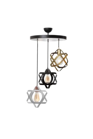 MNZ-Geometric Mix عصرية الراجعية الأسود الأبيض الذهبية مصباح العدوان غرفة المعيشة - المطبخ - غرفة النوم 3-قطع الشنابل geomix3- - Fer Avize