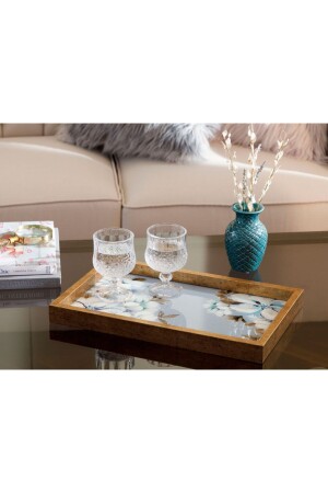 MNZ-Georgia زجاجي خزانة تزيين 22x37 سم زرقاء 10030268 - English Home