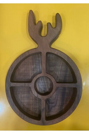 MNZ-Geyik - لوحة الإفطار الخشبية، وعاء العشاء، وعاء العرض 30x18 سم مصنوع من خشب الجوز. DNZ-KT0010 - 1'OKAY design