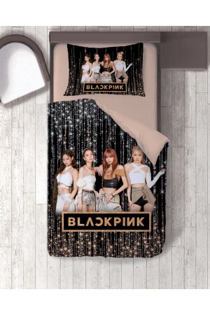 غطاء السترة من طراز MNZ-Gift غطاء السترة من طراز Black Pink Printed Single Duvet Cover and Pillowcase - hediyechy