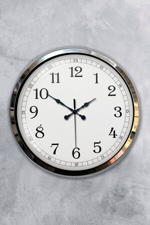 MNZ-Gift Office Chrome Metal Classic Wall Clock 40 سم BU2106490135K - Genel Markalar