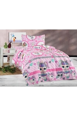 MNZ-Girl Child Lol Doll غطاء غطاء واحد مع ورق مرنة (100x200) Lolbebek - Şahinhome