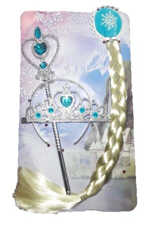 (MNZ-Girl's Blue Frozen Frozen Elsa Hair Crown and Wand Set (الـ (إلسا) - (تجميد الشعر الزرقاء الجليد الجليد) - - İnşirah Ayakkabı
