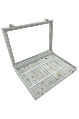 MNZ-Glass Bracelet and Necklace Box مجوهرات منظمة البنفسج الرمادي معطف SZGN7861271912 - kutuveaksesuar