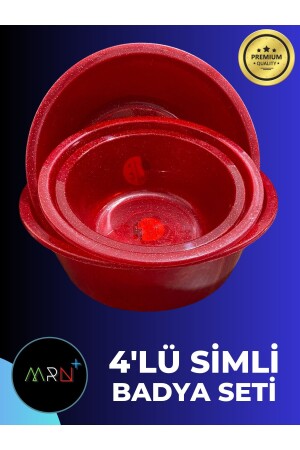 MNZ-Glitter 4-piece حوض، مجموعة حوض ملونة، حوض الأطباق، حمراء P787S2898 - Mirvano