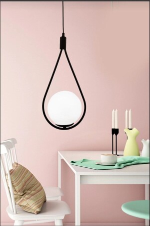 MNZ-Globe واحد مصباح العجلة الأسود شمعة مع الزجاج الأبيض مصباح العجلة الحديثة غرفة النوم المطبخ غرفة المعيشة A9 - VEDA AVİZE