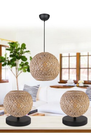 MNZ-Globe Jute Rope ميكانيكاً من النسيج المنسق صغيراً مصباح العدوان ومظلة المصباح مجموعة Ayd-3637 - Homing