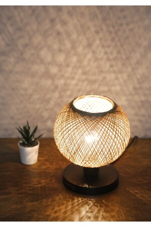 MNZ-Globe Jute String Black Base Lampshade خيط صارمة النسيج الصناعي AYD-3590 - HOMİNG