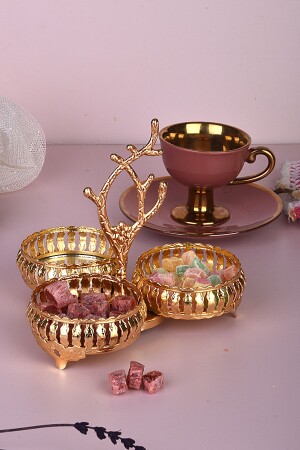 MNZ-GOLD 3 قطع الكوكيز تقديم القهوة الجانب AVMSTORE4595 - AVMSTORE