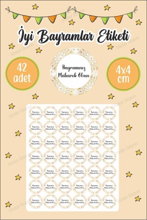 MNZ-Gold تفاصيل عيد ميلاد سعيد ملصق 4 سم 42 قطعة ملصق مقاوم للمياه SSTCKREKSP1027 - Sticker Ekspres