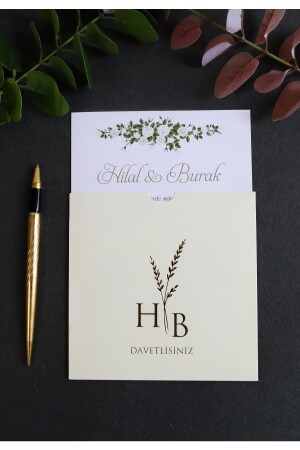 (MNZ-Gold) زفاف ذهبية، زفاف، دعوة خطوبة مع غلاف كريم (50 برنامج) 3007 - Luna Davetiye