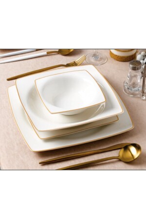 MNZ-Gold مفصلة عشاء مربع مجموعة 6 أشخاص 24 قطع TYC00604745495 - SILA