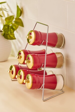 (MNZ-Gold Berry) 7 قطع مثلث زجاجي توابل مجموعة (Goldberyucgen) - Karaca